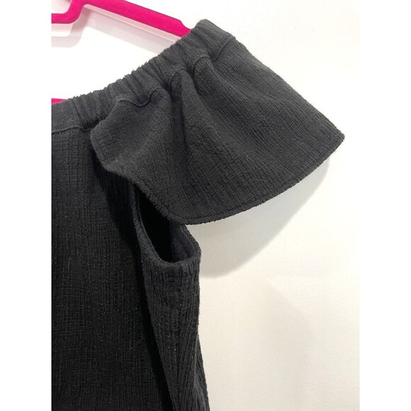 Madewell Women's Black Texture & Thread Cotton Off Shoulder Peasant Top Size M - Picture 3 of 5